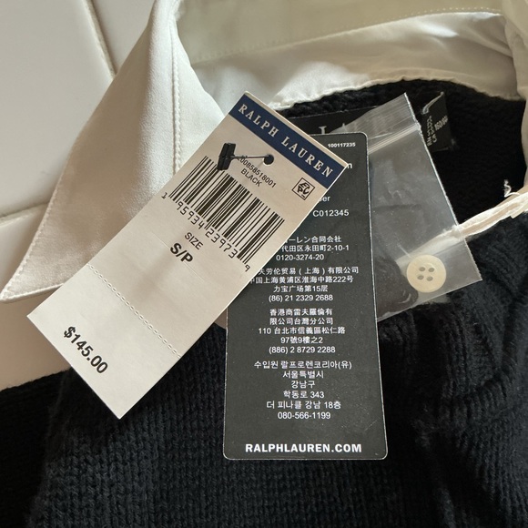 NWT RARE Ralph Lauren Bullion Patch Faux Layer Cotton Blend Sweater - Picture 10 of 12